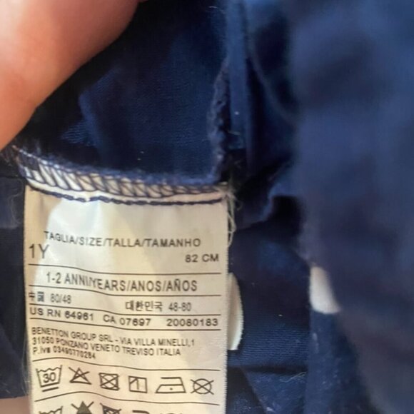 United Colors of BENETTON polka dot navy dress 1year old size- 100% cotton - Picture 3 of 6